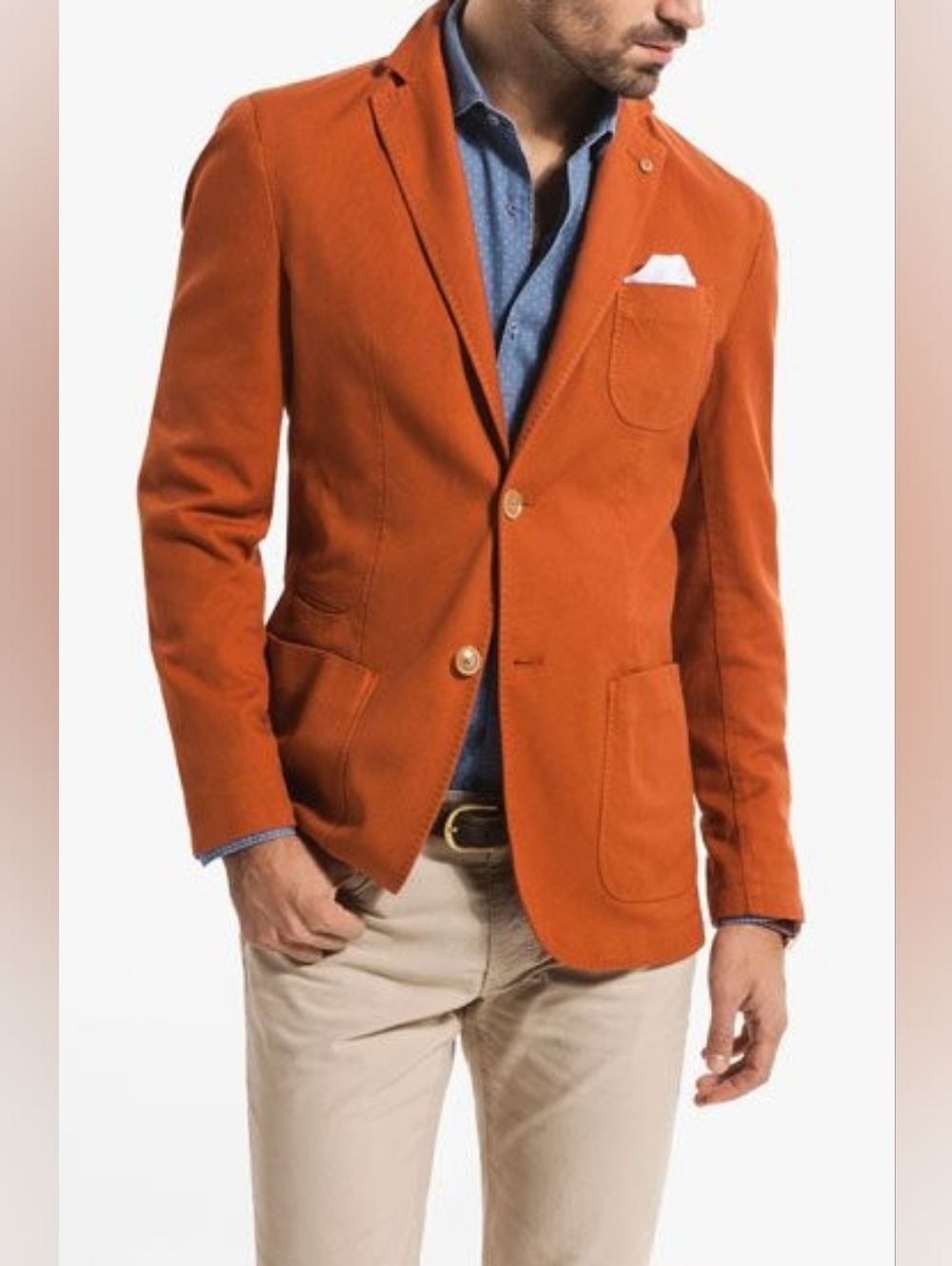 Massimo Dutti Orange Cotton Sport Coat